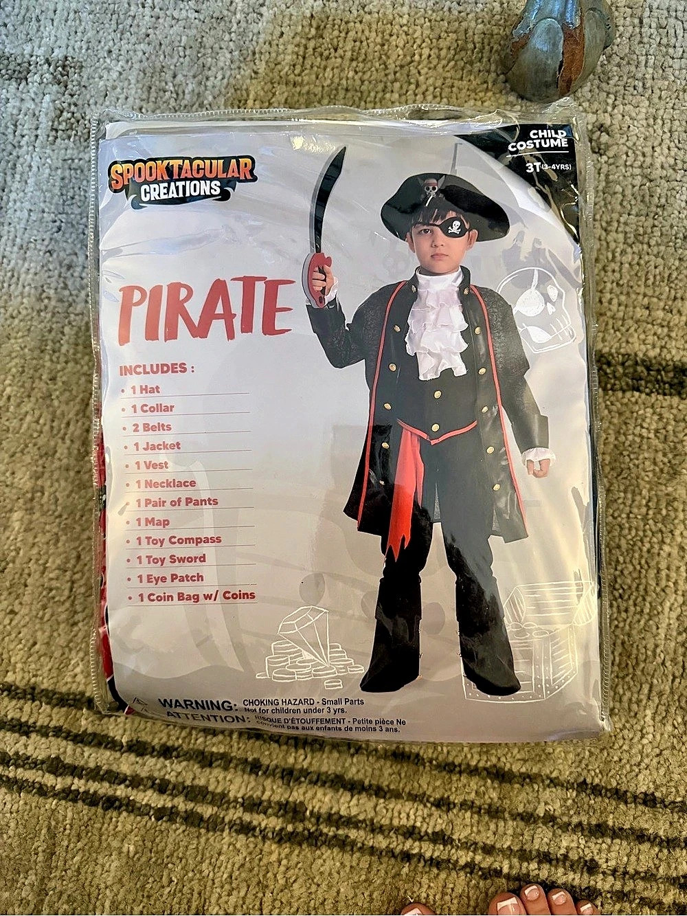 Spooktacular Creations Pirate Costume Boys 3T NWT Black & Red